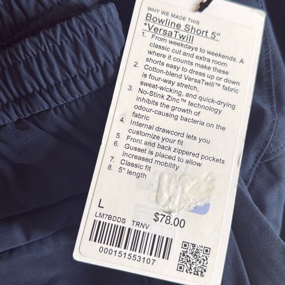 $78 Lululemon Bowline Short 5” Stretch Cotton VersaTwill size large - Picture 5 of 5